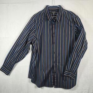 Structure Premium Woven Long Sleeve‎ Button Down Shirt Striped Mens Size XL